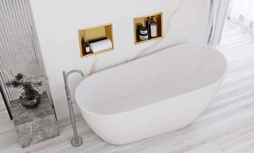 Raft incastrat pentru baie 30x30 auriu periat