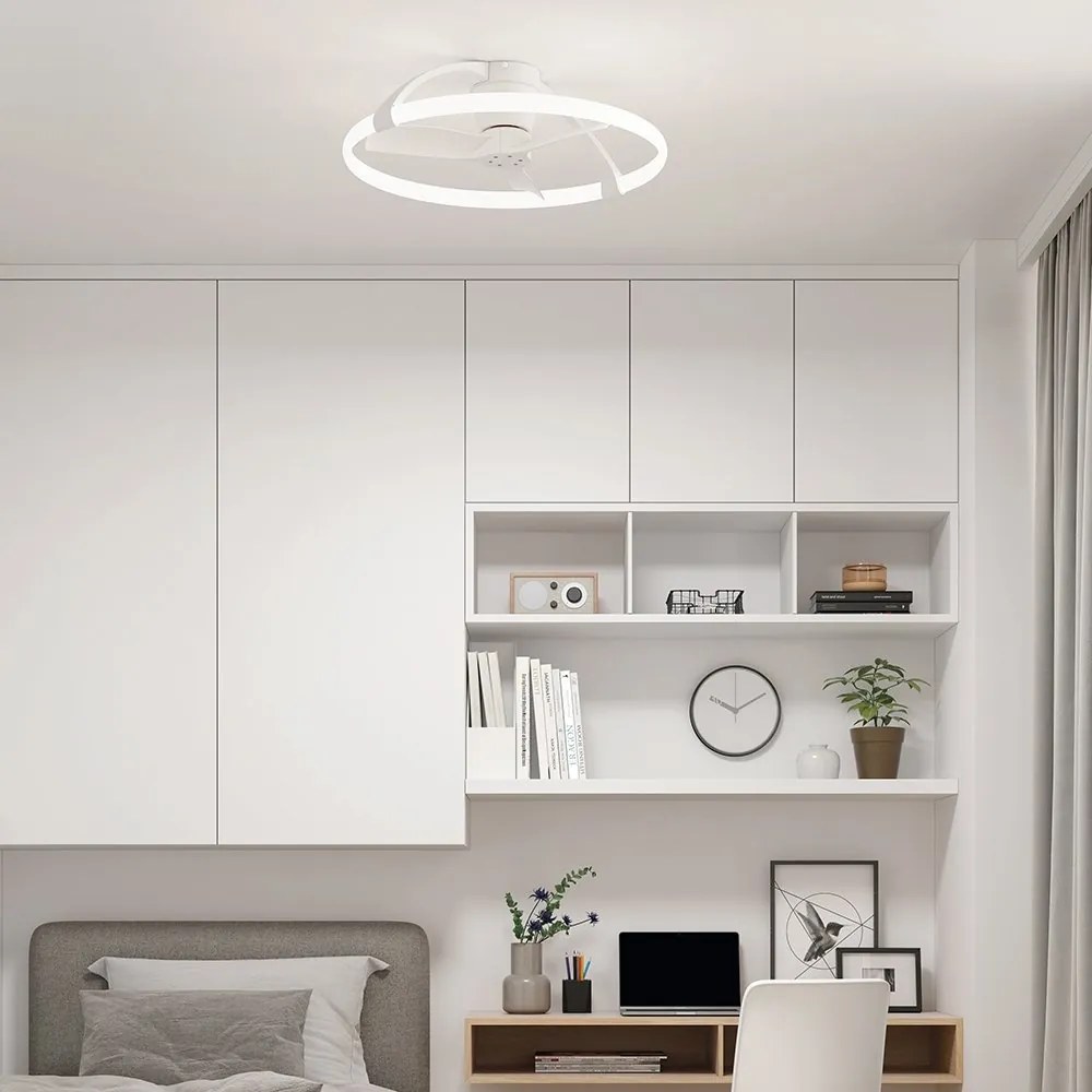 Lustra LED Smart cu Ventilator si telecomanda NEPAL Mini alb