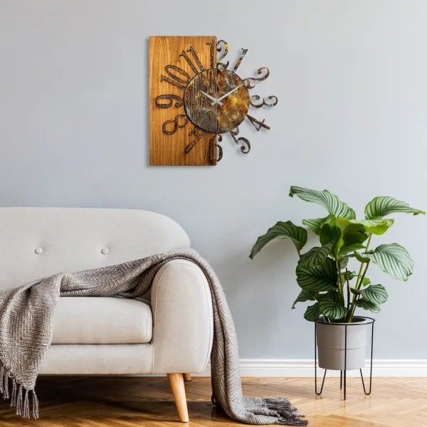 Ceas de perete 58x58 cm 1xAA lemn/metal