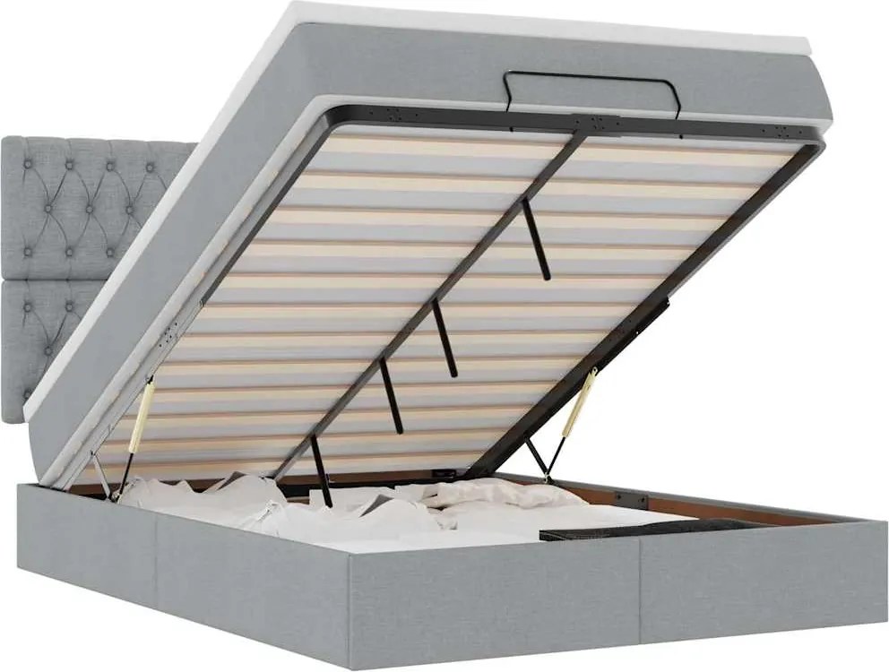 vidaXL Cadru pat otoman cu saltea țesătură gri deschis 140x200cm