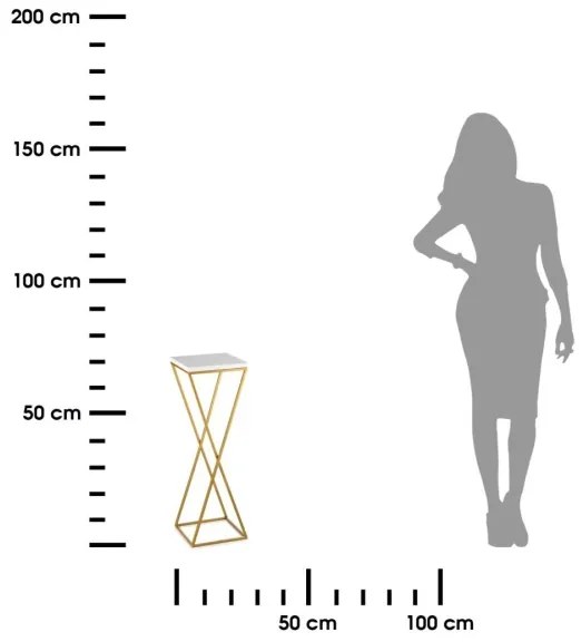 Suport pentru flori LOFT 70x24 cm auriu/alb