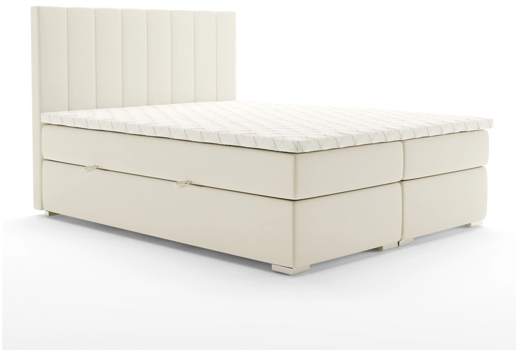 Pat matrimonial Boxspring 180 cm Pugno (bej deschis) (cu sp. depozitare). 1020349