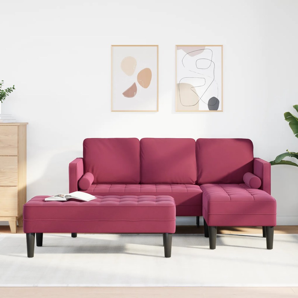 vidaXL Set de canapea 2 pcs bordo 173 x 131 x 67 cm Catifea