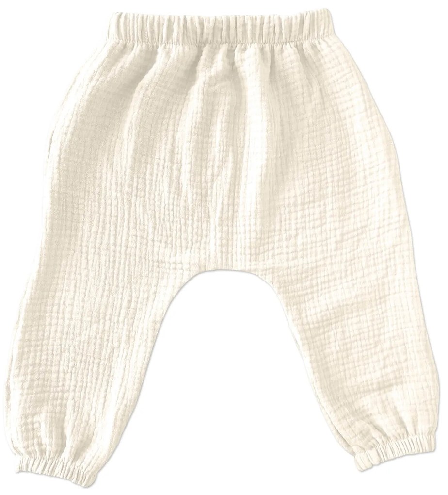 Pantaloni lungi copii din muselina tip salvari Kidizi Sima ivory