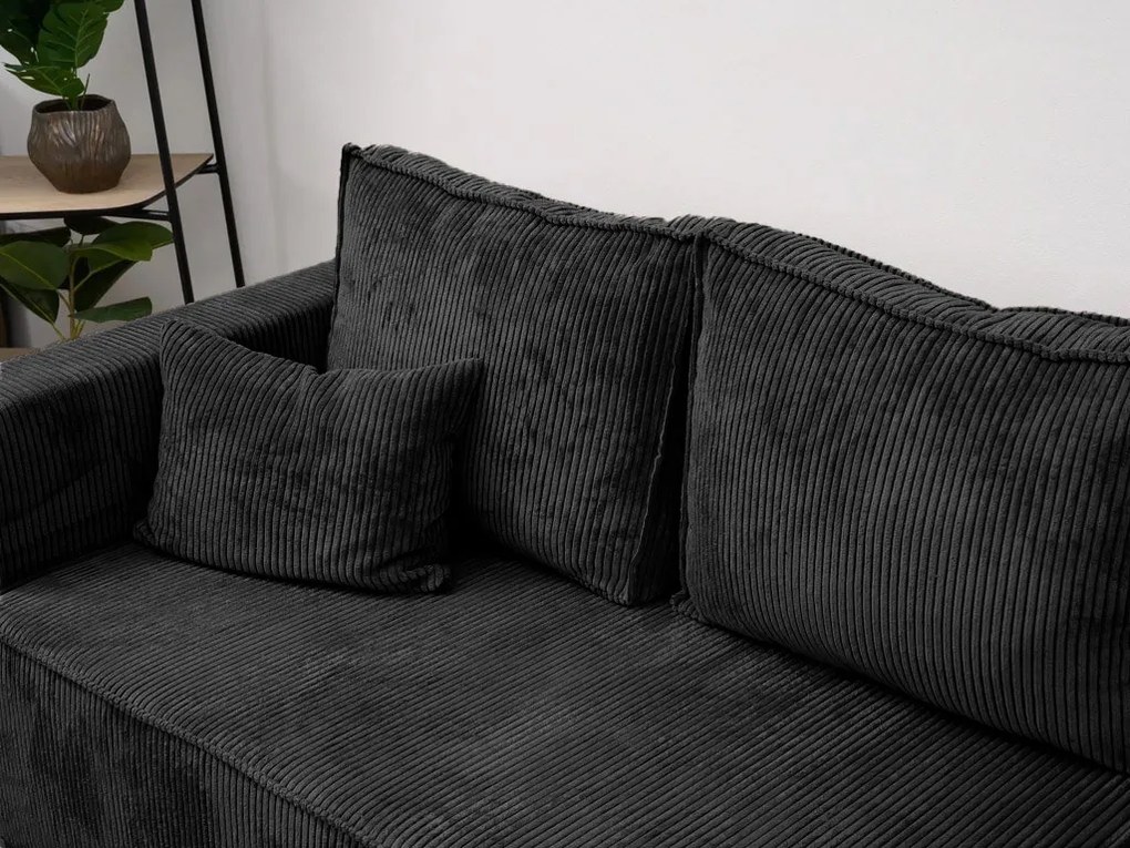 Canapea colt extensibila SMART COSARO negru, cu colt bilateral + 2 perne CADOU