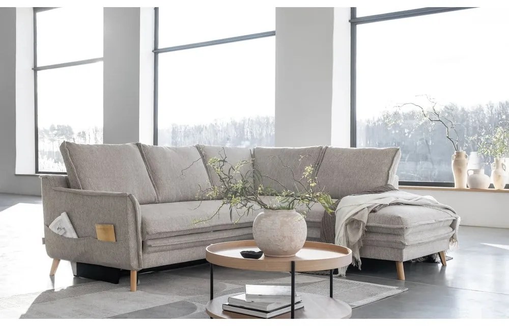 Colțar bej extensibil (cu colț pe partea dreaptă) Charming Charlie – Miuform