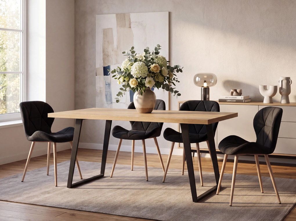 Scaun de masa MANGO VELVET, neagra