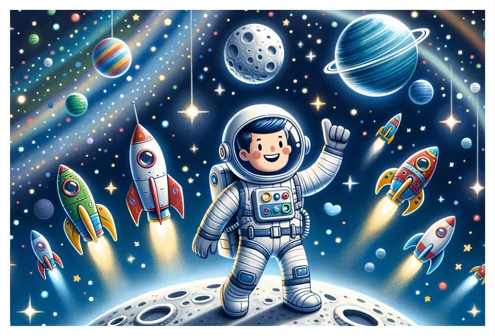 Tablou mic astronaut într-o misiune de aventură