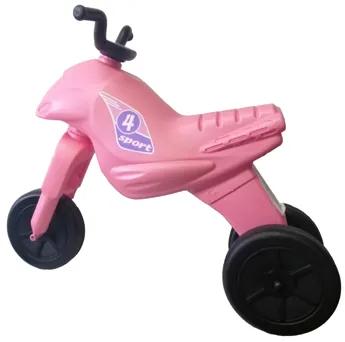 Motocicleta copii cu trei roti fara pedale mic culoarea roz deschis