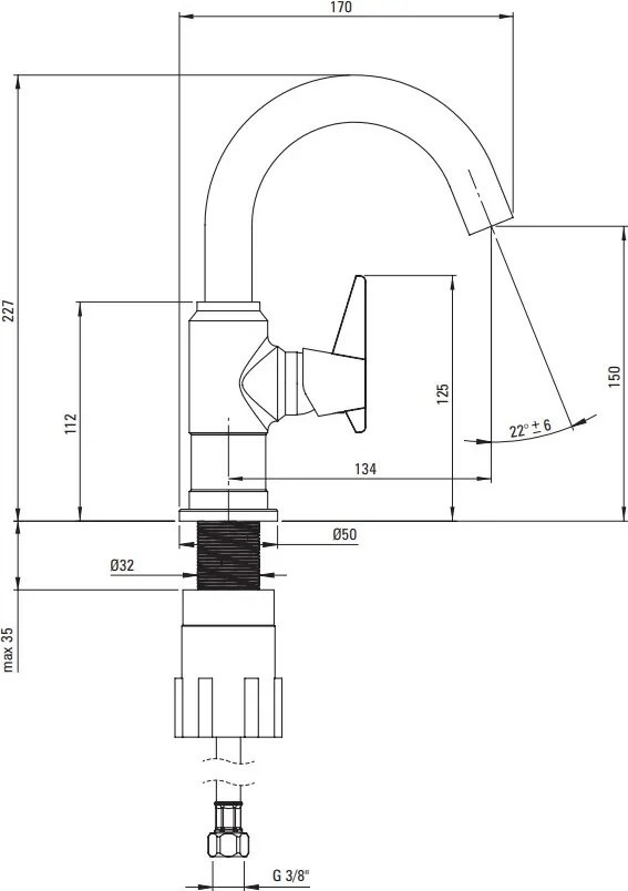 🚰 Baterie pentru chiuvetă TEMISTO – Finisaj Cromat – Cod BQT_020M
