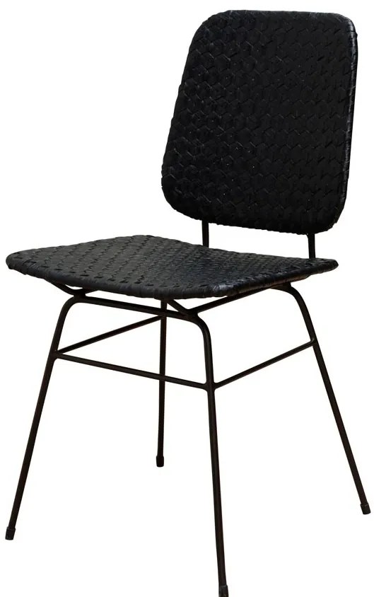 Scaun dining, negru, din rattan, Banyan