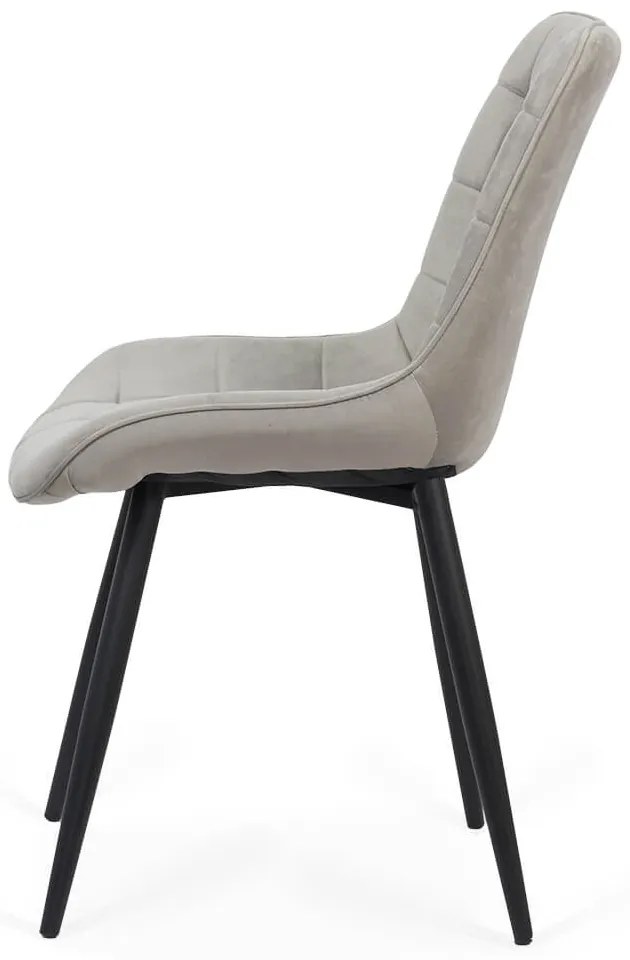 Scaun living gri deschis BUC 206 din catifea cu cadru metalic rezistent