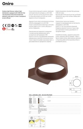 Redo 91066 - Lampă LED de exterior ONIRO LED/15W/230V 49,5 cm CRI 90 IP65 antracit