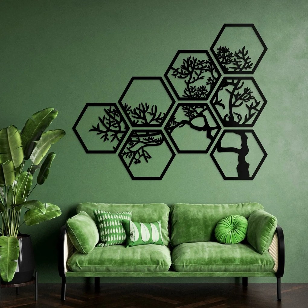 DUBLEZ | Decorațiune autoadezivă - Arbore în hexagoane (8 piese)
