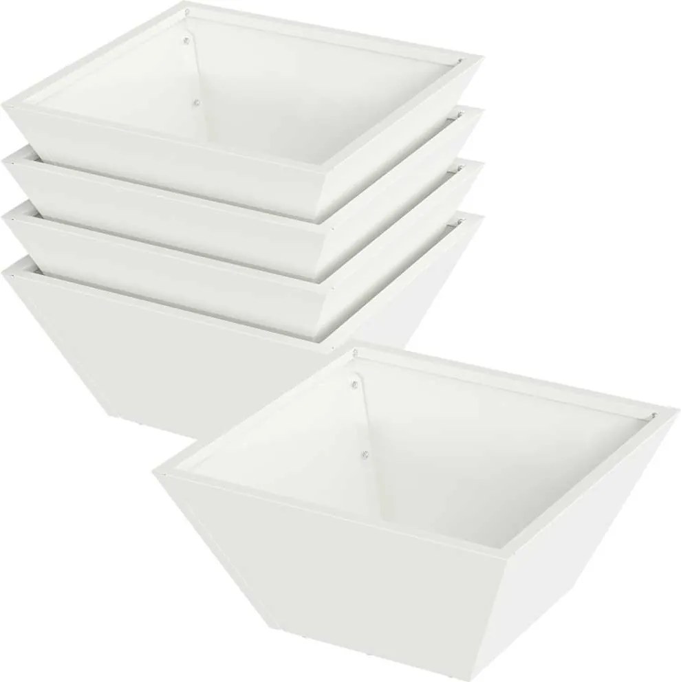 vidaXL Vază pentru Grădină 5 pcs Alb 35 x 35 x 15 cm