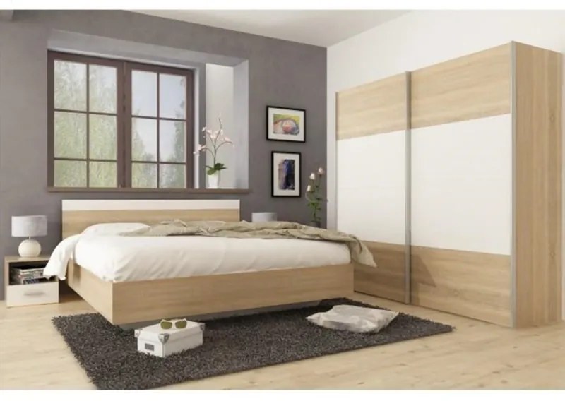 Set Dormitor (Pat 180x200 cm) GABRIELA NEW Stejar Sonoma/Alb