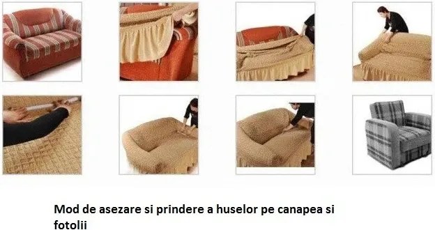 Husa elastica pentru coltar, cu volanas, model Jacquard Gri