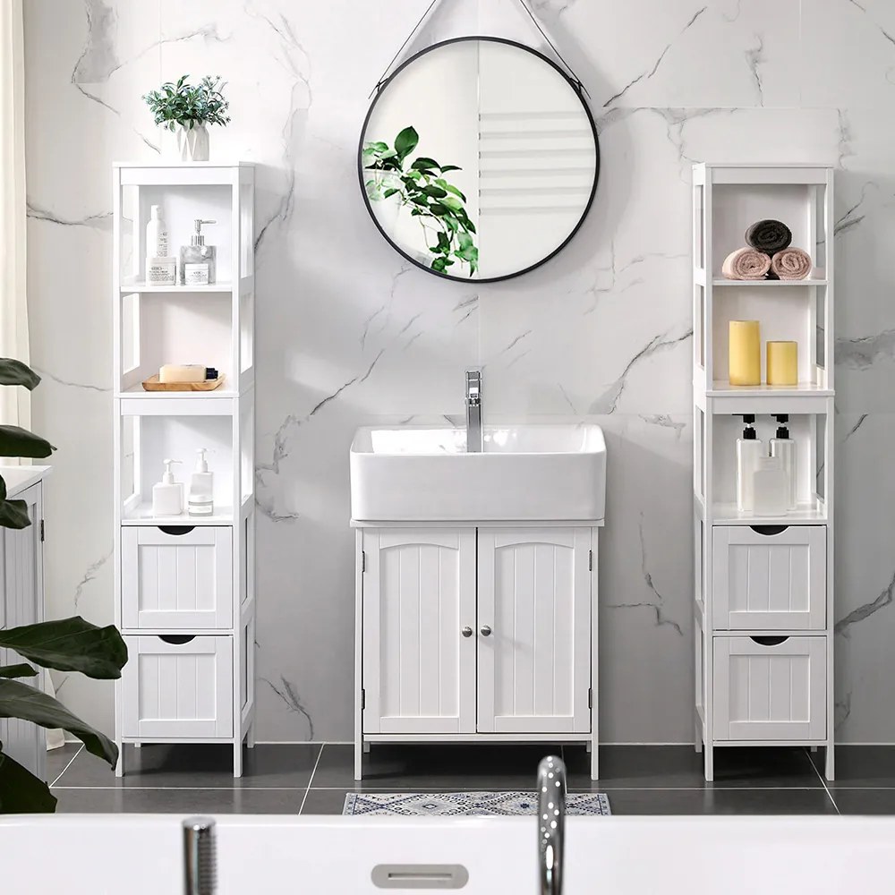 Dulap de depozitare cu 3 rafturi și 2 sertare 30x30x141.5cm