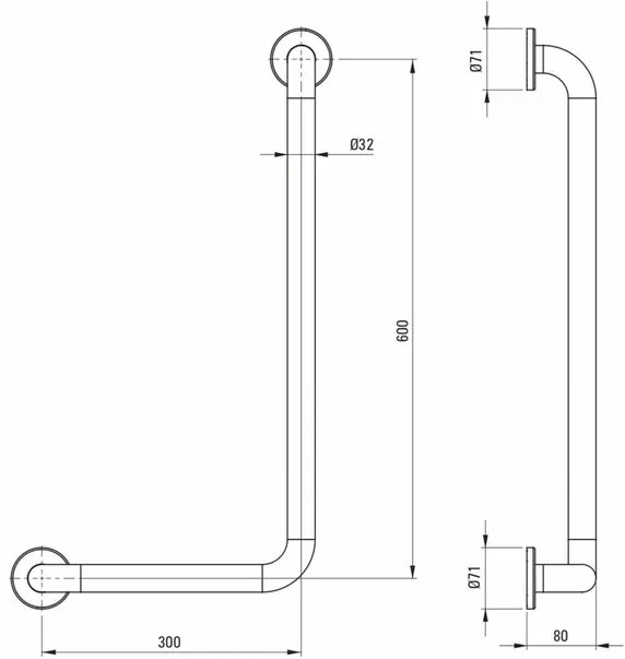 Maner de sustinere unghiular Deante Lehnen Concept Pro 30x61 cm dreapta
