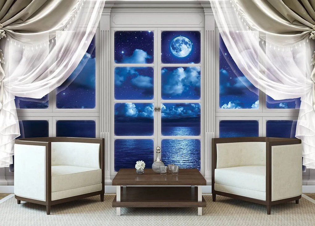 Fototapet - Cerul din geam noaptea (152,5x104 cm), în 8 de alte dimensiuni noi