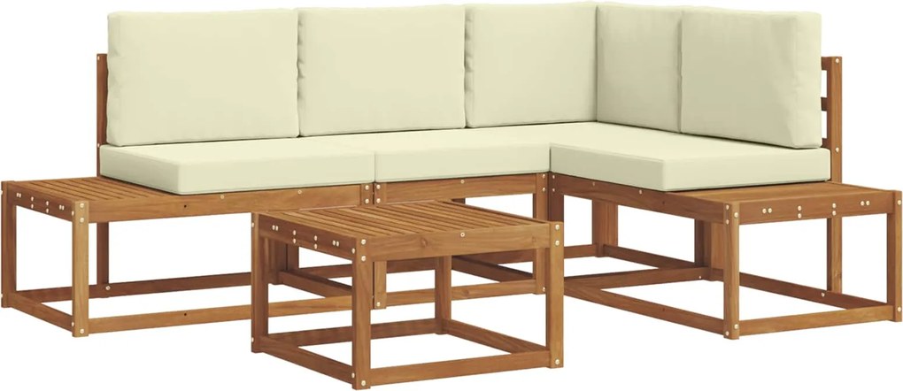 vidaXL Set de canapele de exterior cu pernă 5 Bucată Natural și Crem