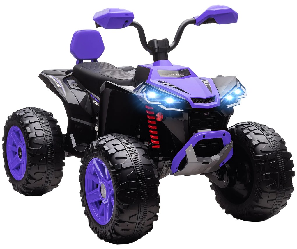 AIYAPLAY Quad electric pentru copii, vehicul electric 24V cu 4 roți, faruri, conexiune USB, funcție MP3, 6,5 km/h, 3-8 ani | Aosom Romania
