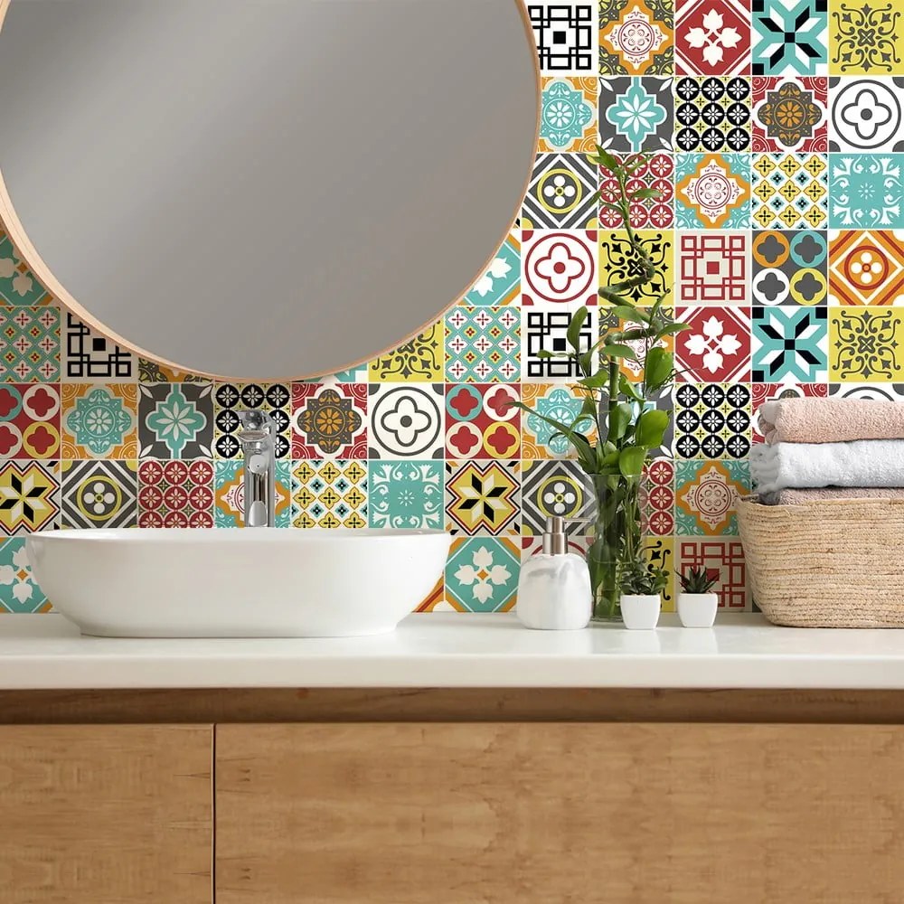 Set de 24 autocolante de perete Ambiance Montecito, 15 x 15 cm