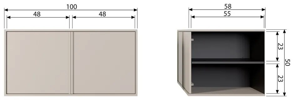 Dulap modular crem din lemn de pin 100x50 cm Daily – vtwonen