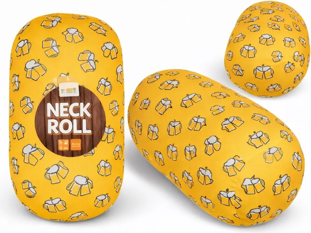 Perna de calatorie BEER NECK ROLL 30x15 cm, galben