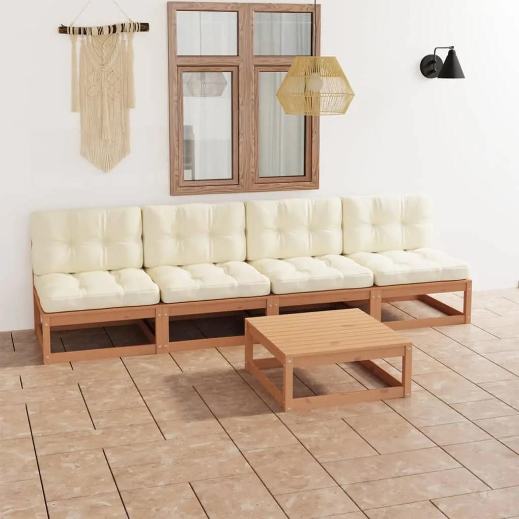3076397 vidaXL Set mobilier de grădină cu perne, 5 piese, lemn masiv de pin