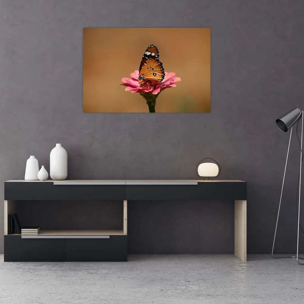 Tablou cu fluture pe floare (90x60 cm)