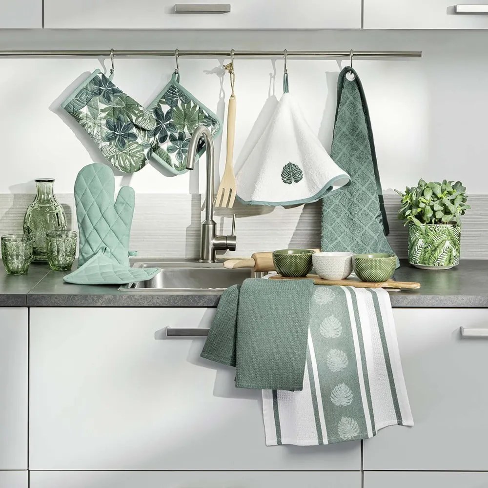 Prosop alb/verde din bumbac frotir 60 cm Ardenia – douceur d'intérieur