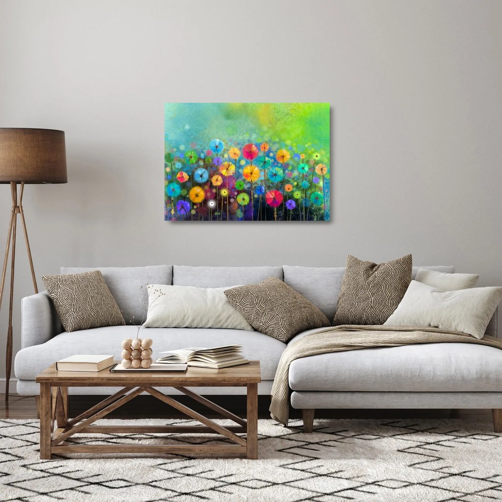 Tablou pe sticlă - Flori abstract (70x50 cm)
