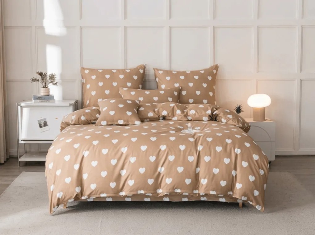Lenjerie de pat din microfibra CARAMHEART maro Dimensiune lenjerie de pat: 2 buc 70 x 90 cm | 200 x 220 cm