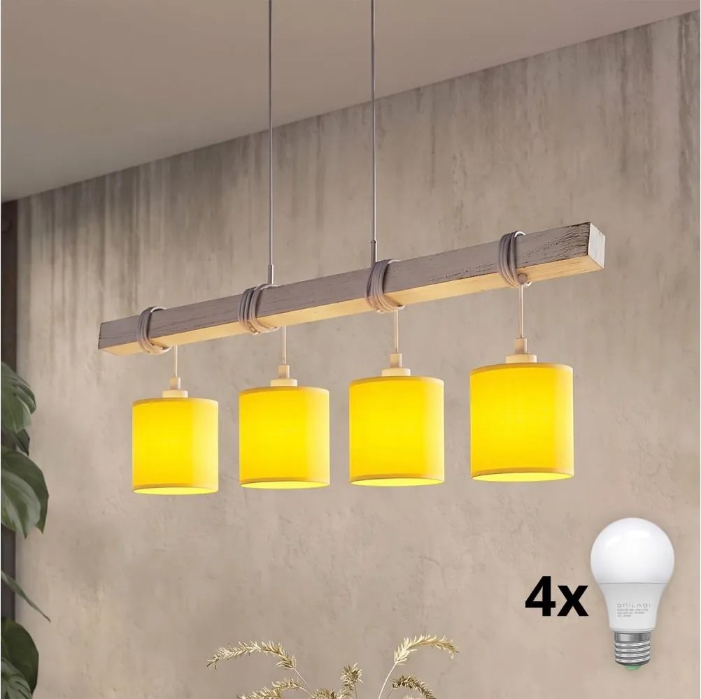 Brilagi - Lustra LED pe cablu NUBILA 4xE27/60W/230V gri/galben