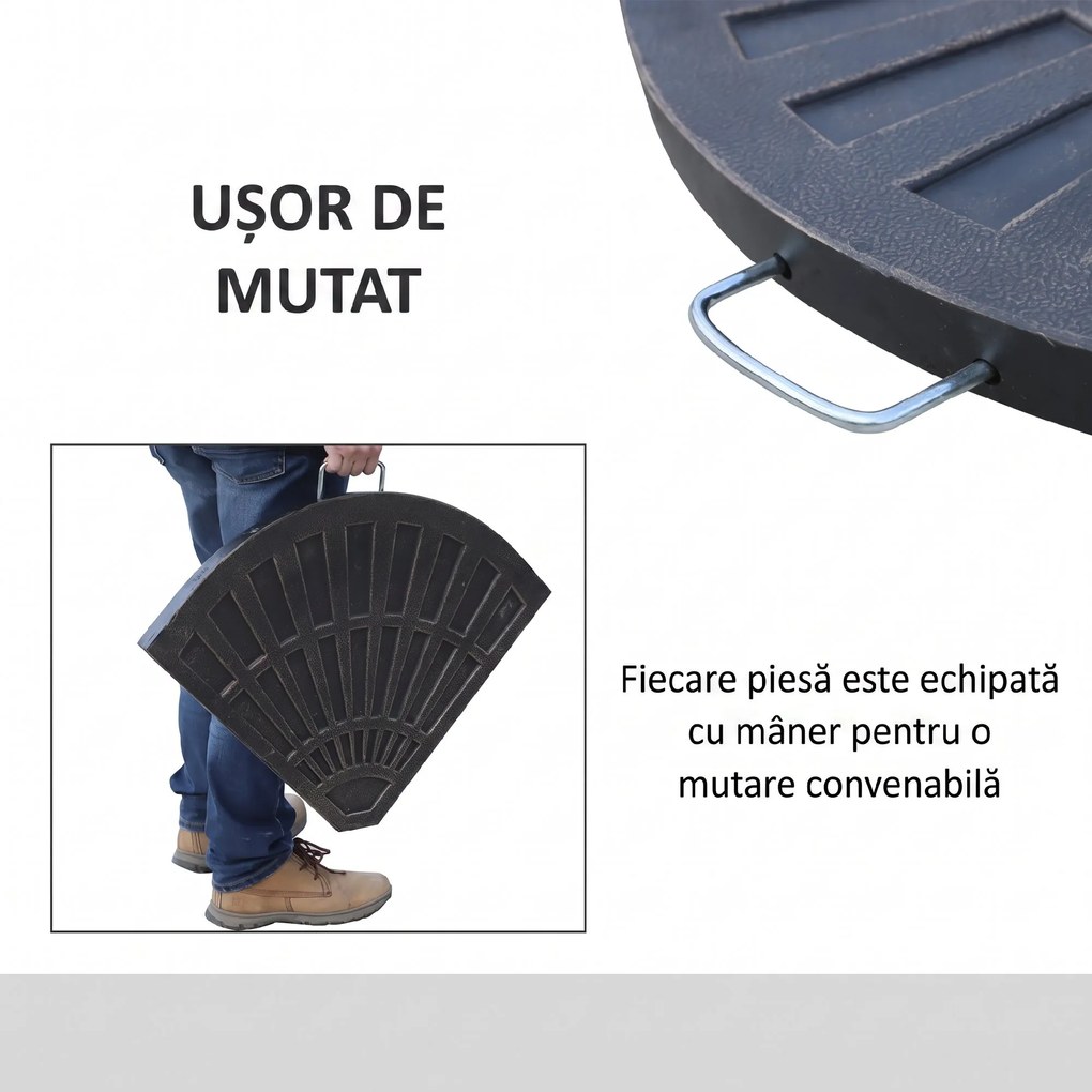 Outsunny Set 2 Greutăţi pentru Umbrelă de 28 kg cu Design în Evantai şi Mâner, 66x47x4.2 cm, Bronz | Aosom Romania