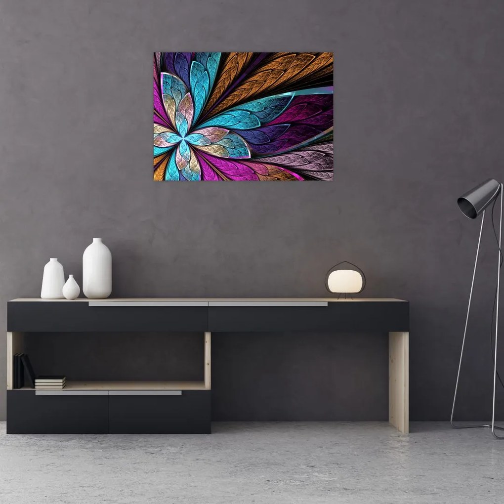 Tablou pe sticlă - Floare, abstracție (70x50 cm)
