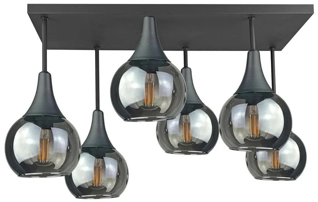 Lustră aplicată SOMA 6xE27/60W/230V negru/negru fumuriu