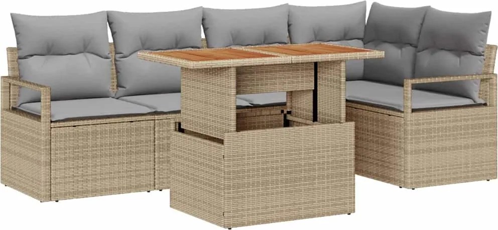 vidaXL Set de canapele pentru grădină 6 pcs Bej Rattan poli