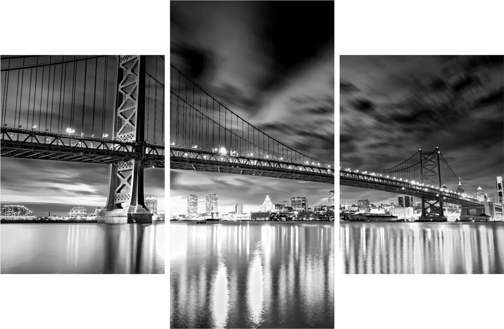 Tablou - Podul Benjamin Franklin, Philadelphia, alb-negru (90x60 cm)