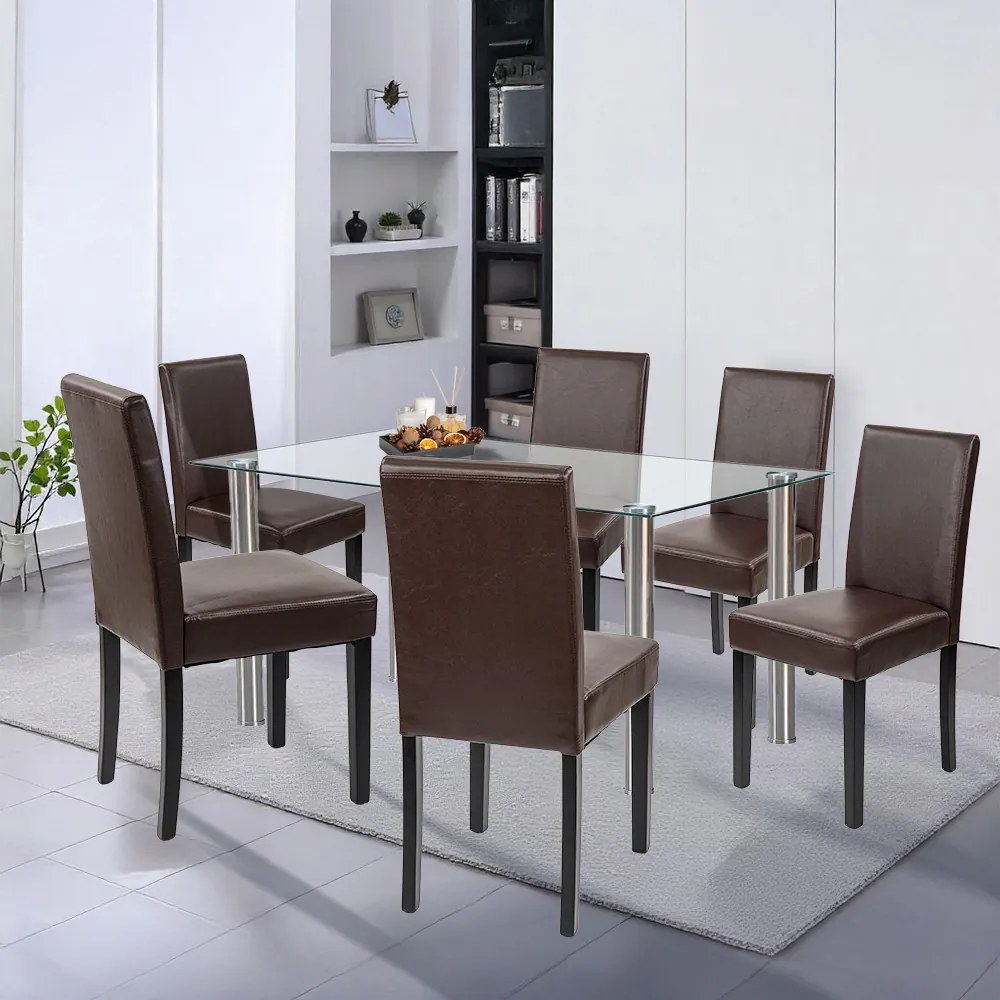 Set de masă Cadiz 6+1 negru-maro