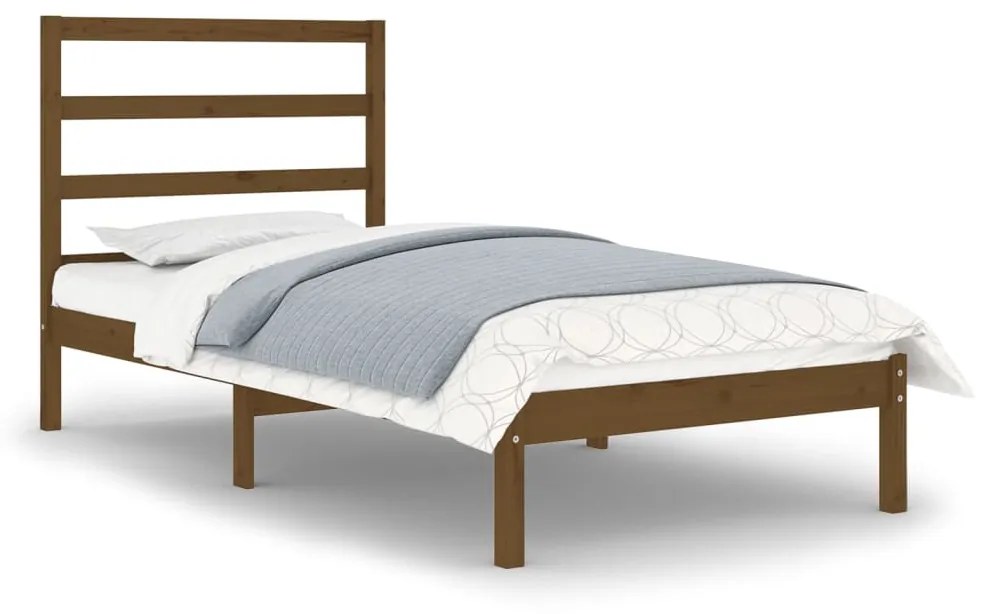 3104896 vidaXL Cadru de pat mic single, maro miere, 75x190 cm, lemn masiv