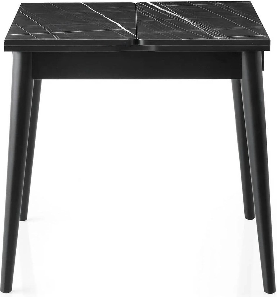 Masa extensibila TOTEM 3041, negru cu efect de marmura, PAL melaminat,