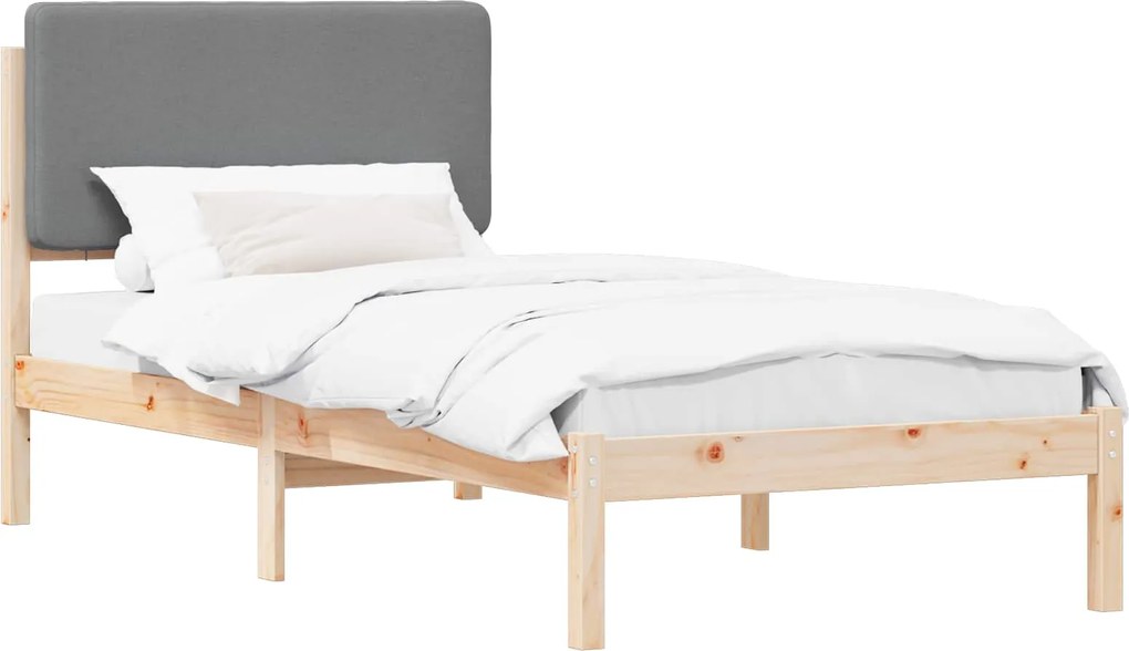vidaXL Cadru de pat cu tăblie tapițată Gri deschis 80 x 200 cm