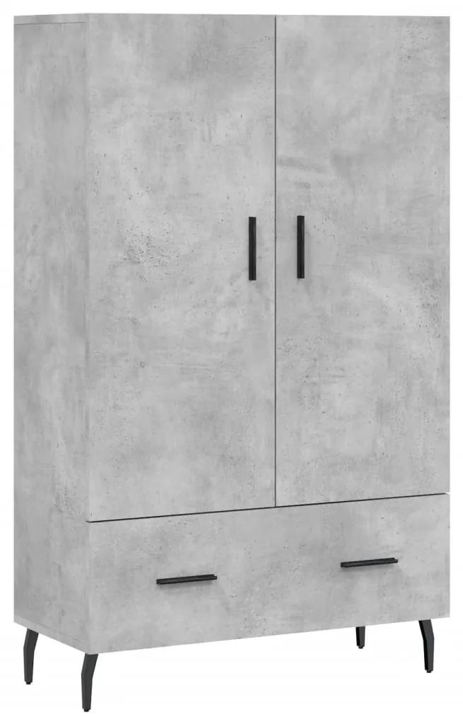 828256 vidaXL Dulap înalt, gri beton, 69,5x31x115 cm, lemn prelucrat