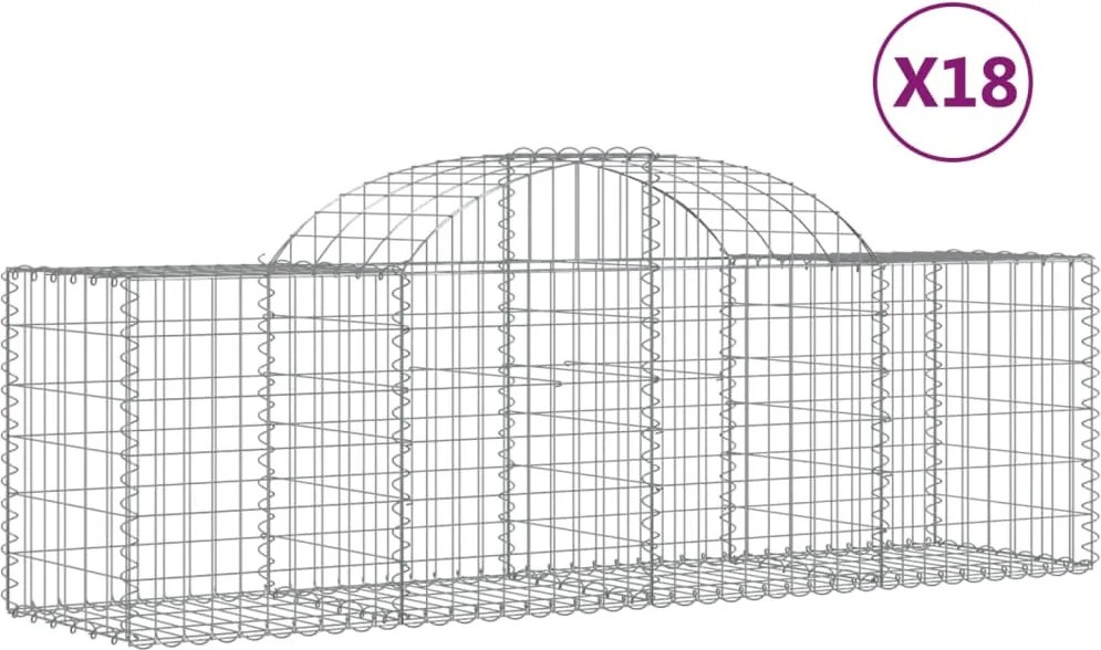 vidaXL Coșuri gabion arcuite 18 buc, 200x50x60/80 cm, fier galvanizat