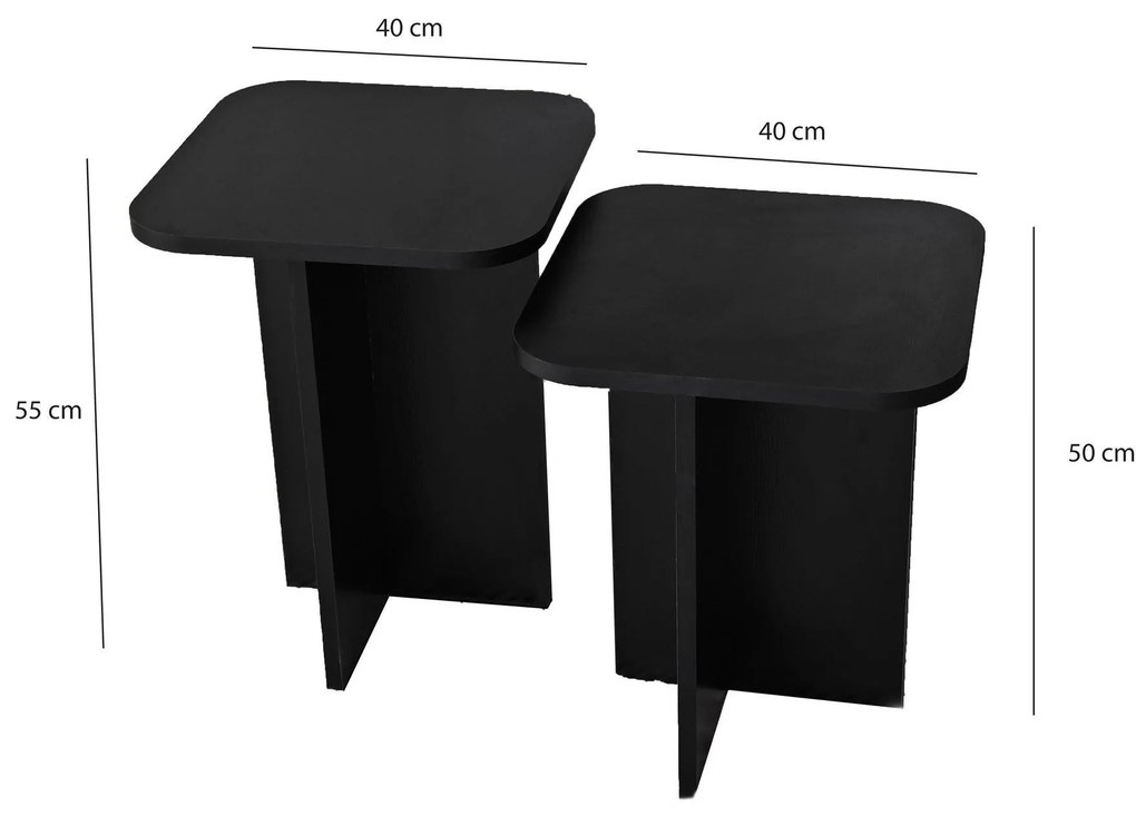 Set 2buc. măsuțe laterale Diveta (negru) . 1094794