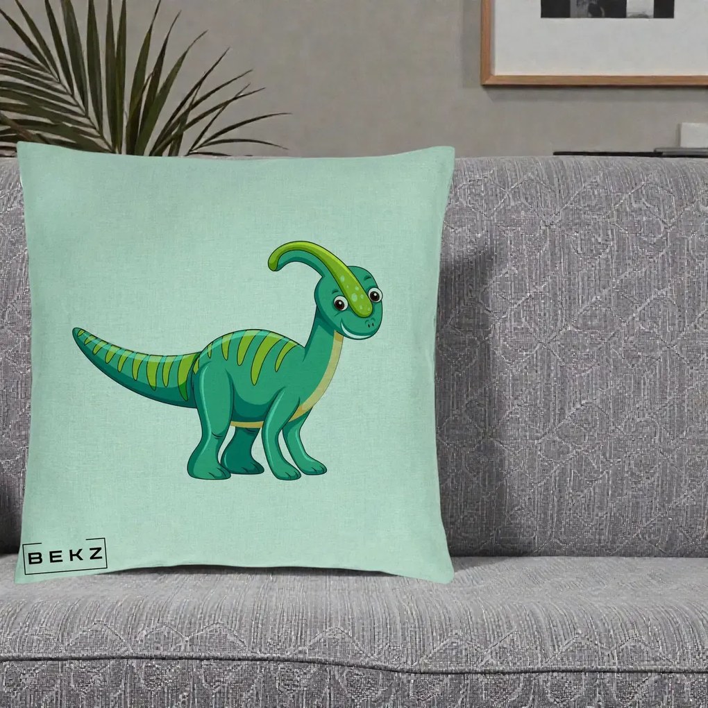 Perna Decorativa Parasaur Verde, 40x40 cm, Verde Menta, Husa Detasabila, Perna Inclusa, BEKZ®