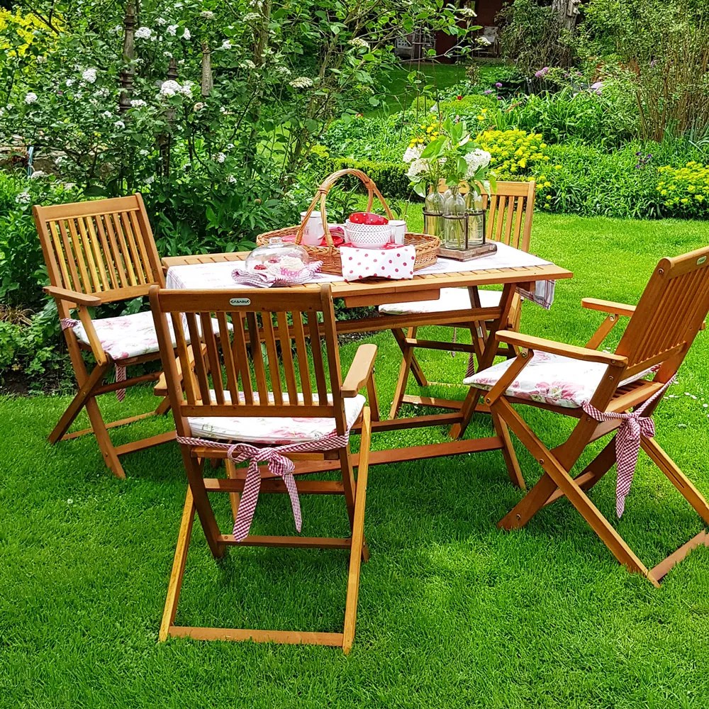 Casaria Set de mobilier SYDNEY, 5 piese, lemn natural