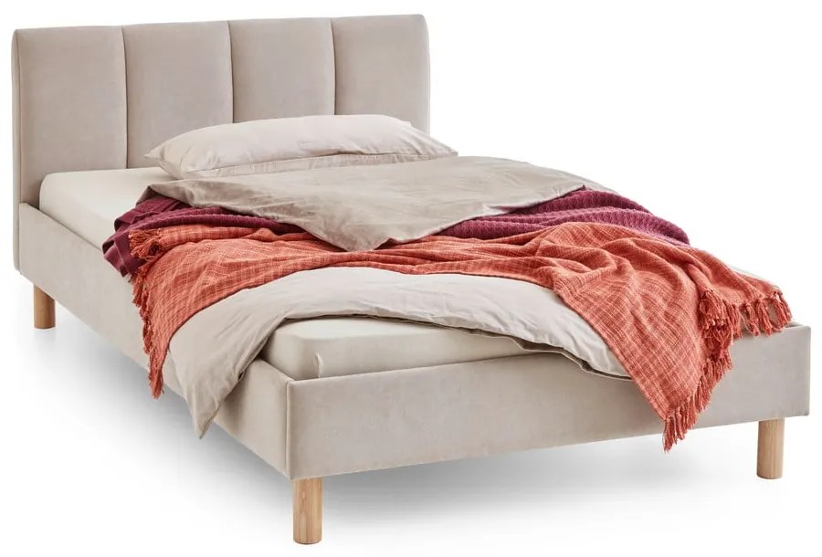 Pat matrimonial bej tapițat fără somieră 140x200 cm Joker – Meise Möbel